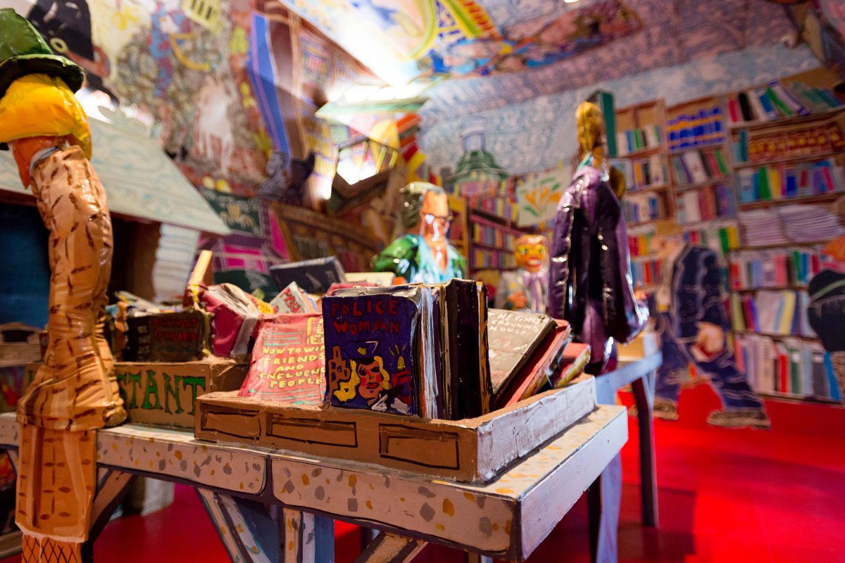Red Grooms. <i>The Bookstore</i>, 1978–79. Restored by Tom Burckhardt, 2007–08. Mixed media installation. Hudson River Museum Purchase (80.4.1).